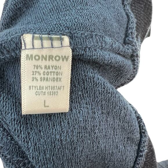 Monrow Supersoft Crew Neck Sweatshirt Long Sleeve Navy Blue Size Large - Picture 9 of 10